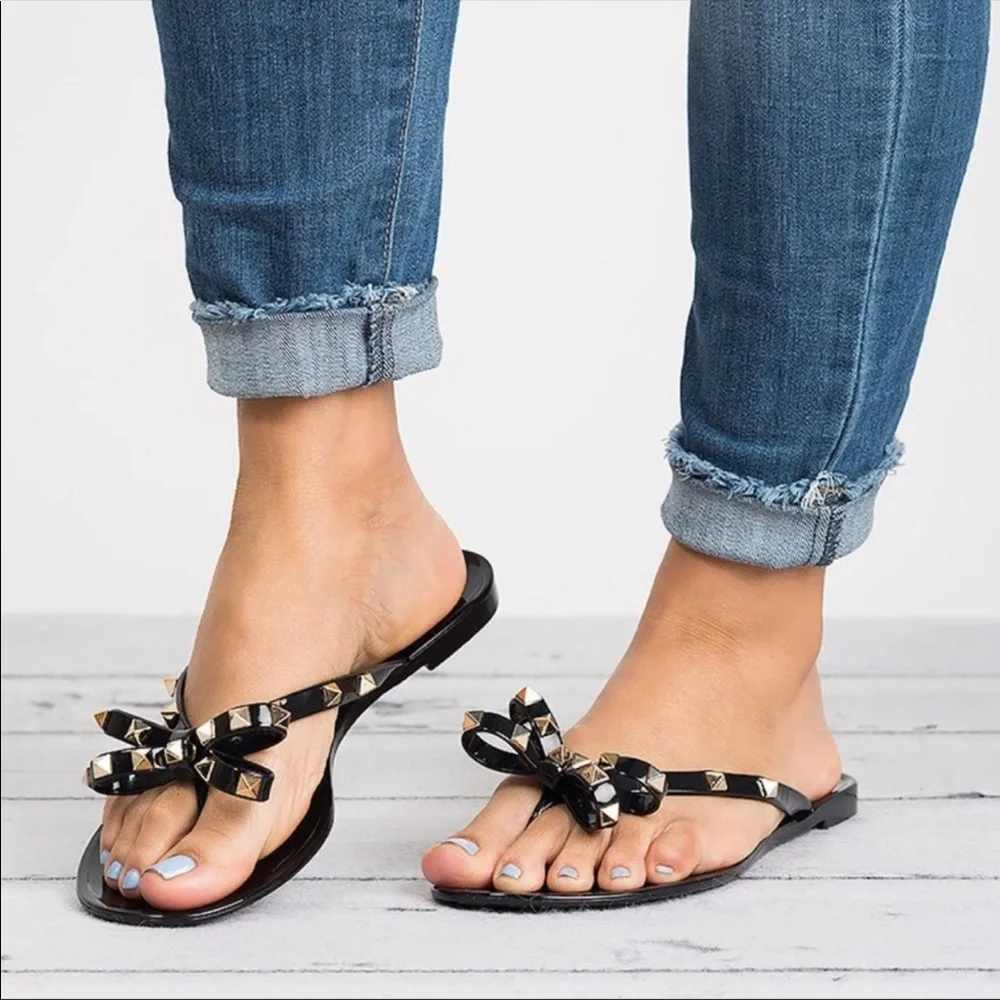 Black Jelly Open Toe Slip On Sandal - Picture 5 of 5